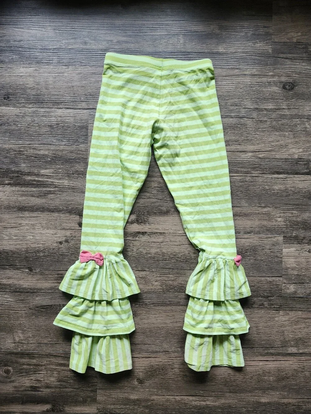 Matilda Jane Green Benny Striped Ruffle Pants